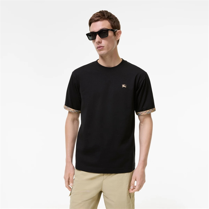 burberry check cuff ekd embroidery cotton t-shirt